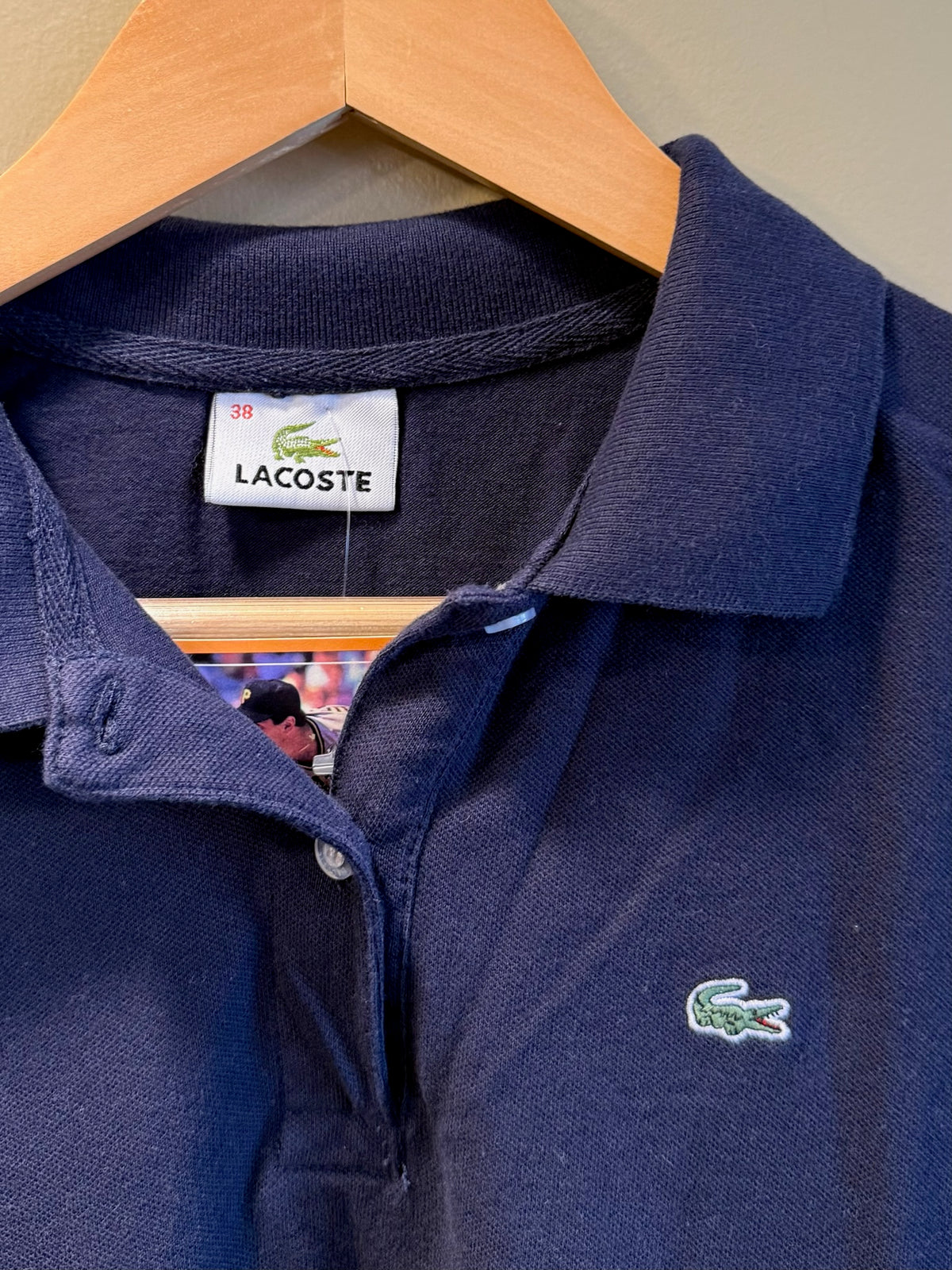 Vintage Y2K Lacoste Navy Blue Woman’s Fitted Polo T-Shirt - S