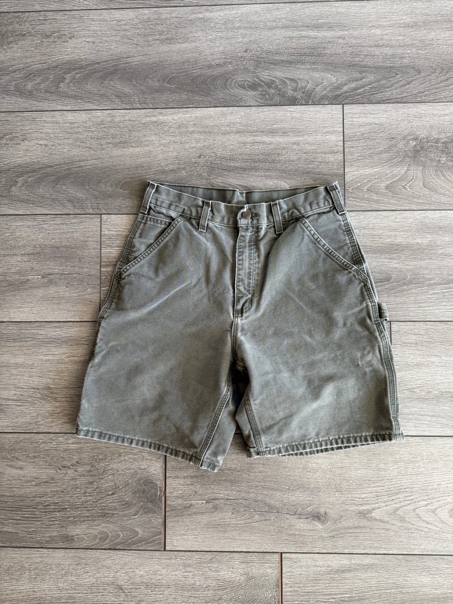 Vintage Carhartt Faded Green Carpenter Cotton Canvas Shorts- 28
