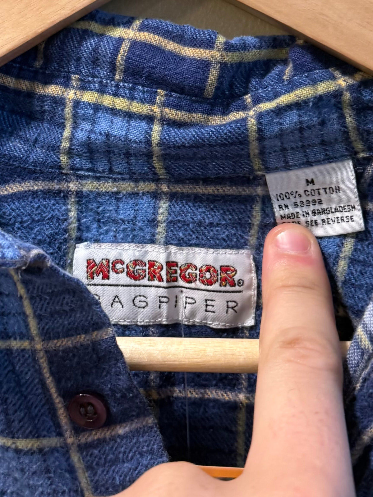 Vintage McGregor Blue Checkered Cotton Flannel- M