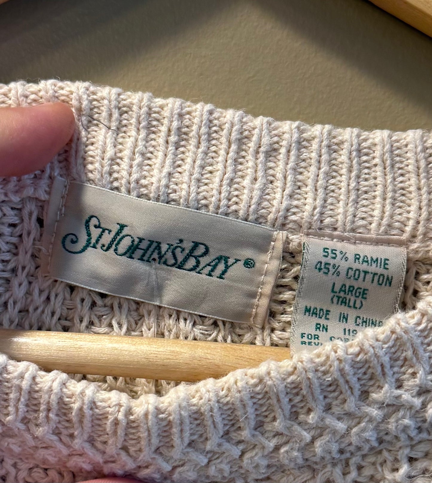 Vintage St. John’s Bay White Ramie Cotton Knit Sweater- L/XL