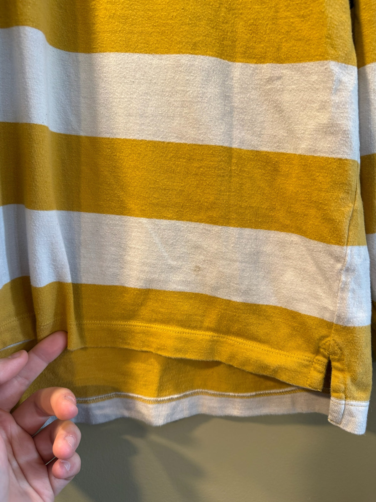 Vintage Lands’ End Yellow Navy White Rugby Shirt - L