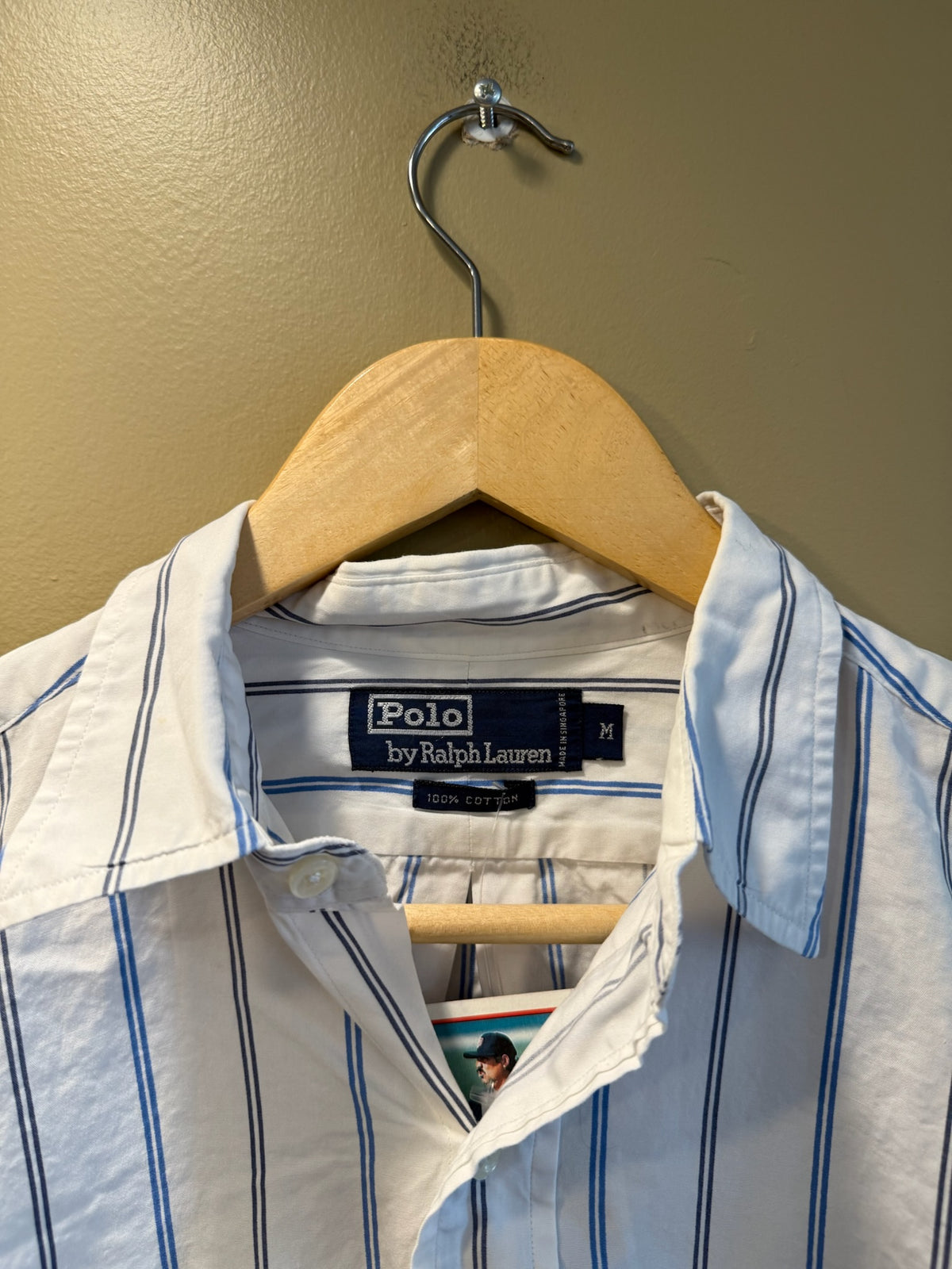 Vintage Polo Ralph Lauren White Pinstripe Button Up Shirt - M