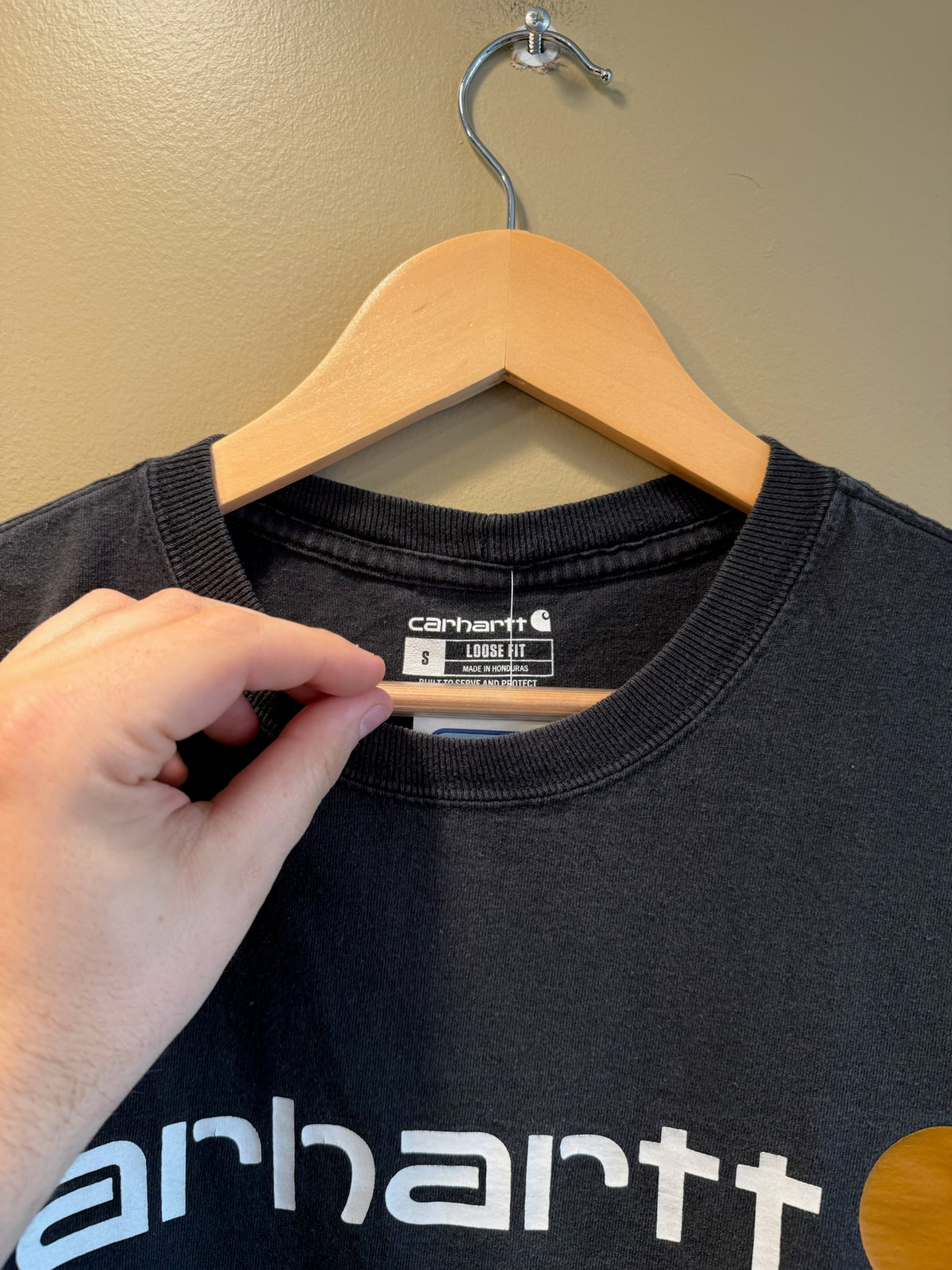 Vintage Carhartt Black Logo T-Shirt - S