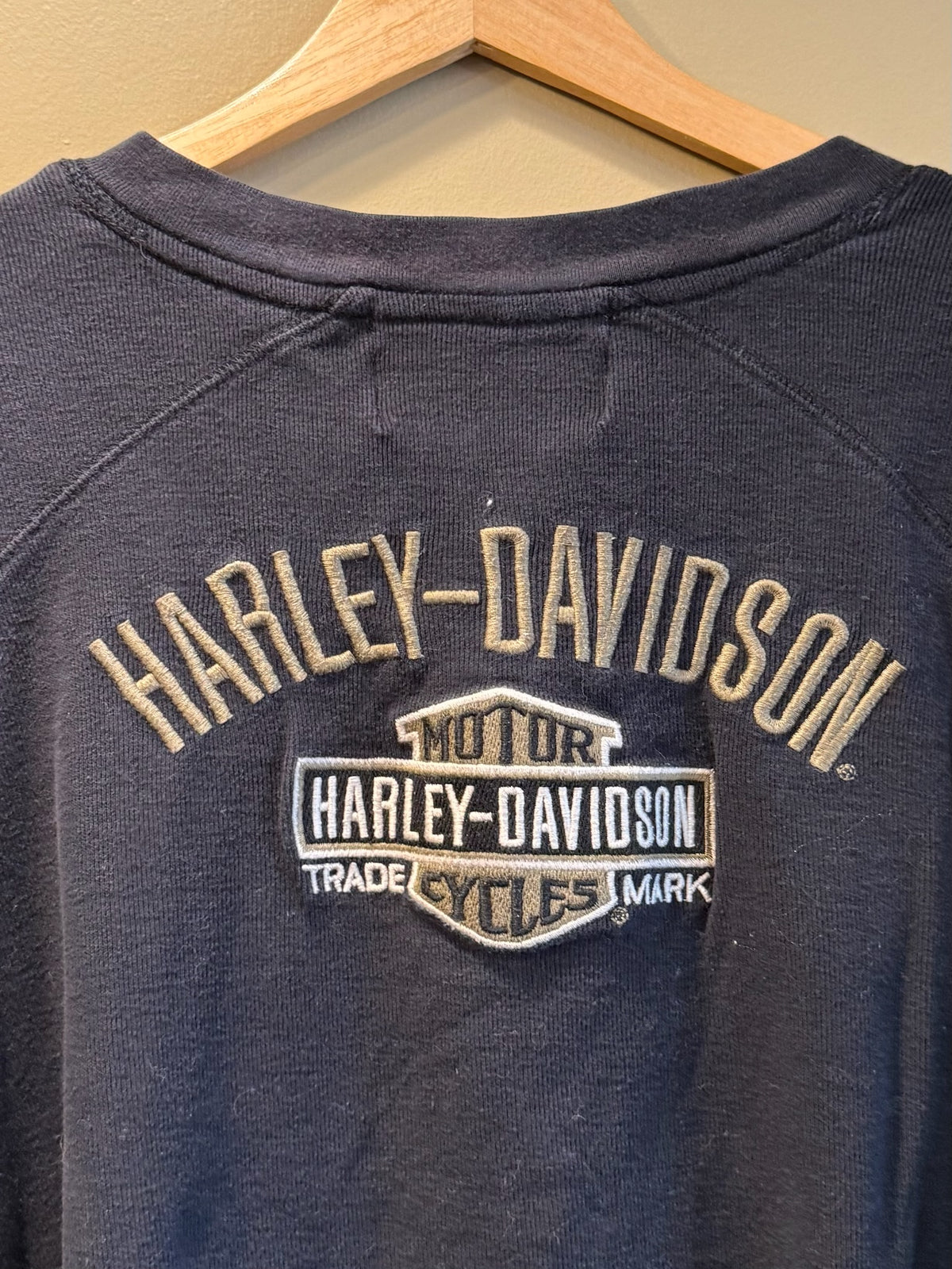 Vintage Harley Davidson Embroidered Henley T-Shirt - XXL