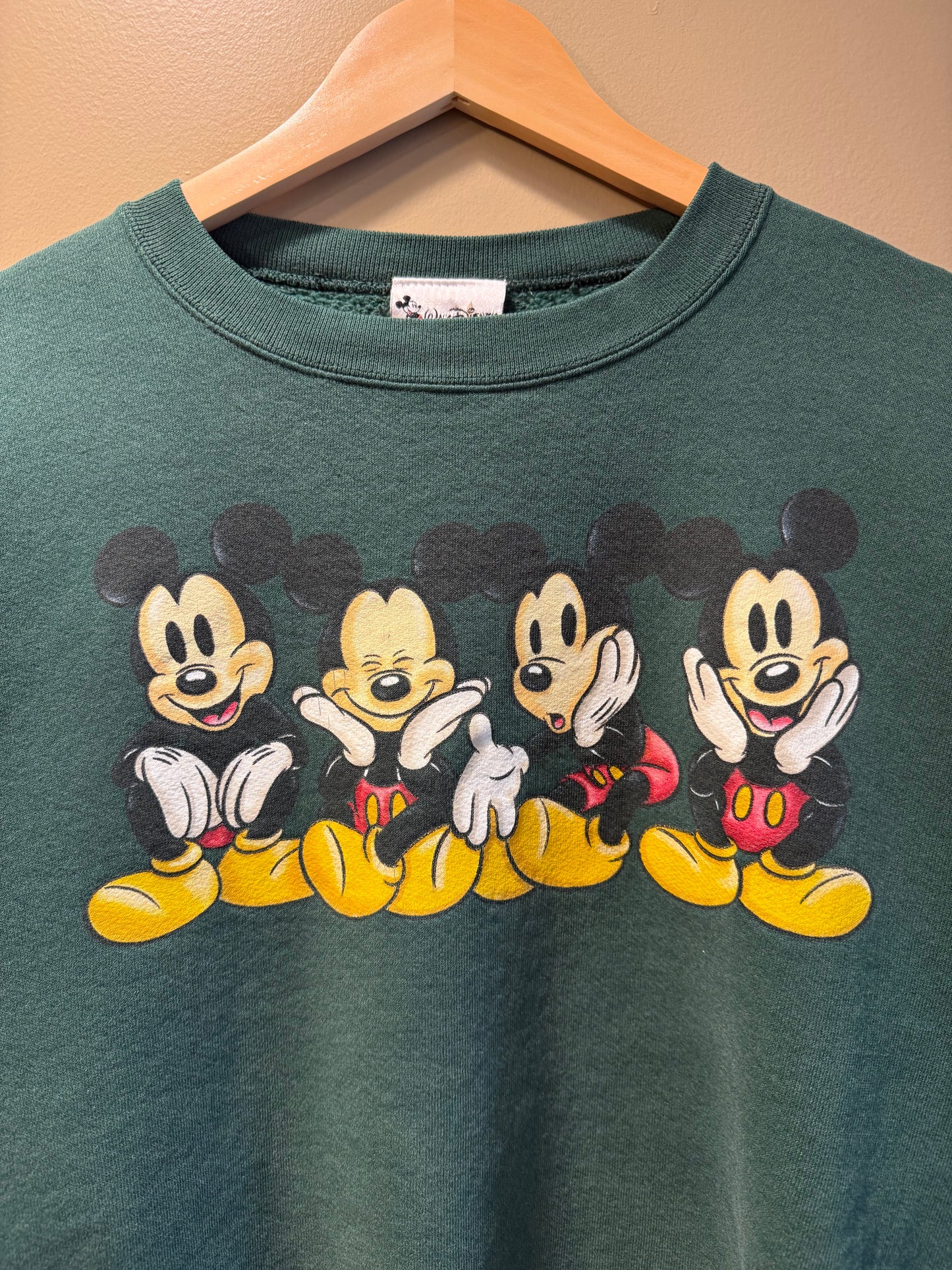 Vintage Disney Mickey Mouse Green Crewneck Sweatshirt- M