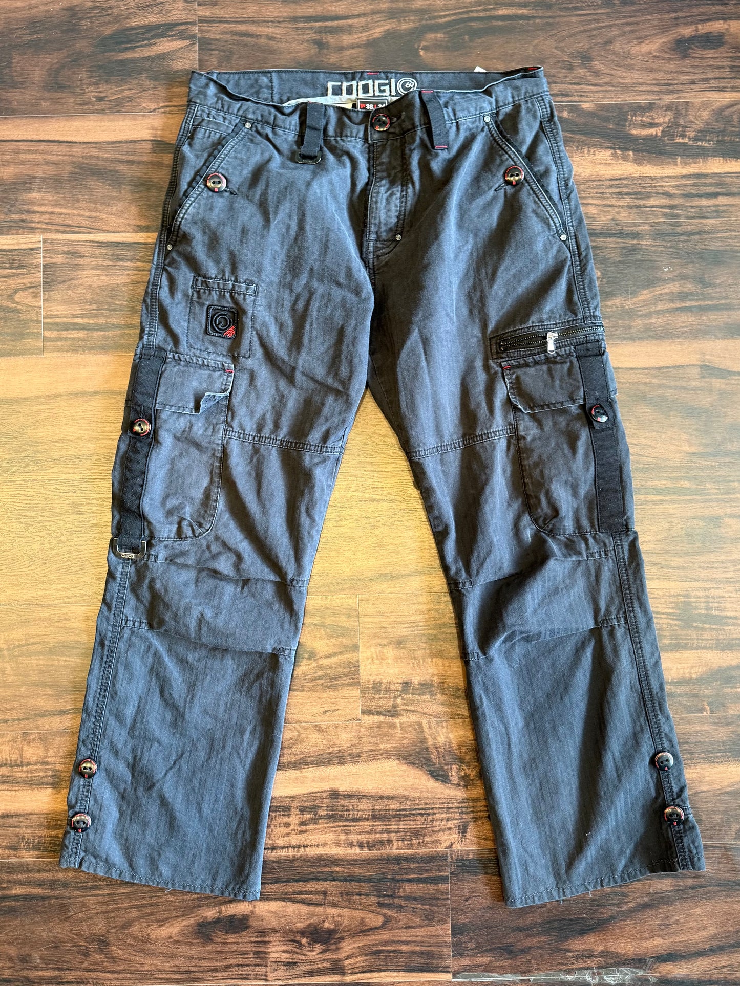 Vintage Coogi Baggy Streetwear Black Cargo Pants- 36x31