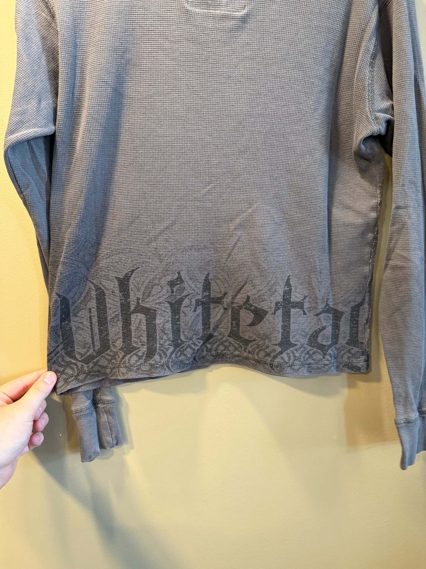 Vintage WhiteTag Gothic Thermal Gray Long Sleeve T-Shirt- S
