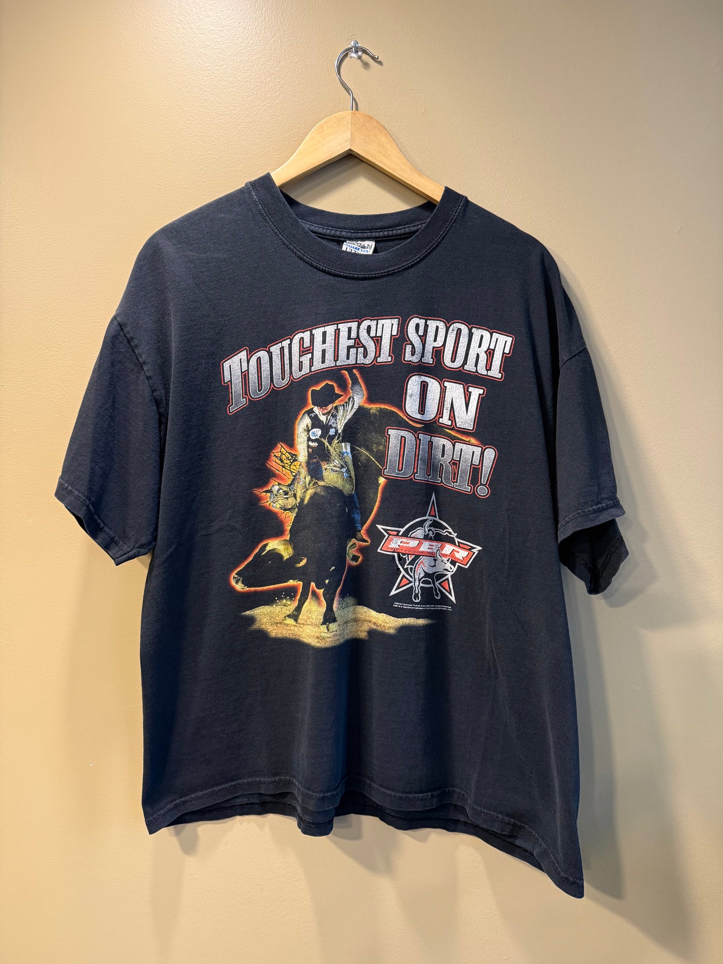 Vintage Rodeo Toughest Sport On Dirt Black T-Shirt- XL