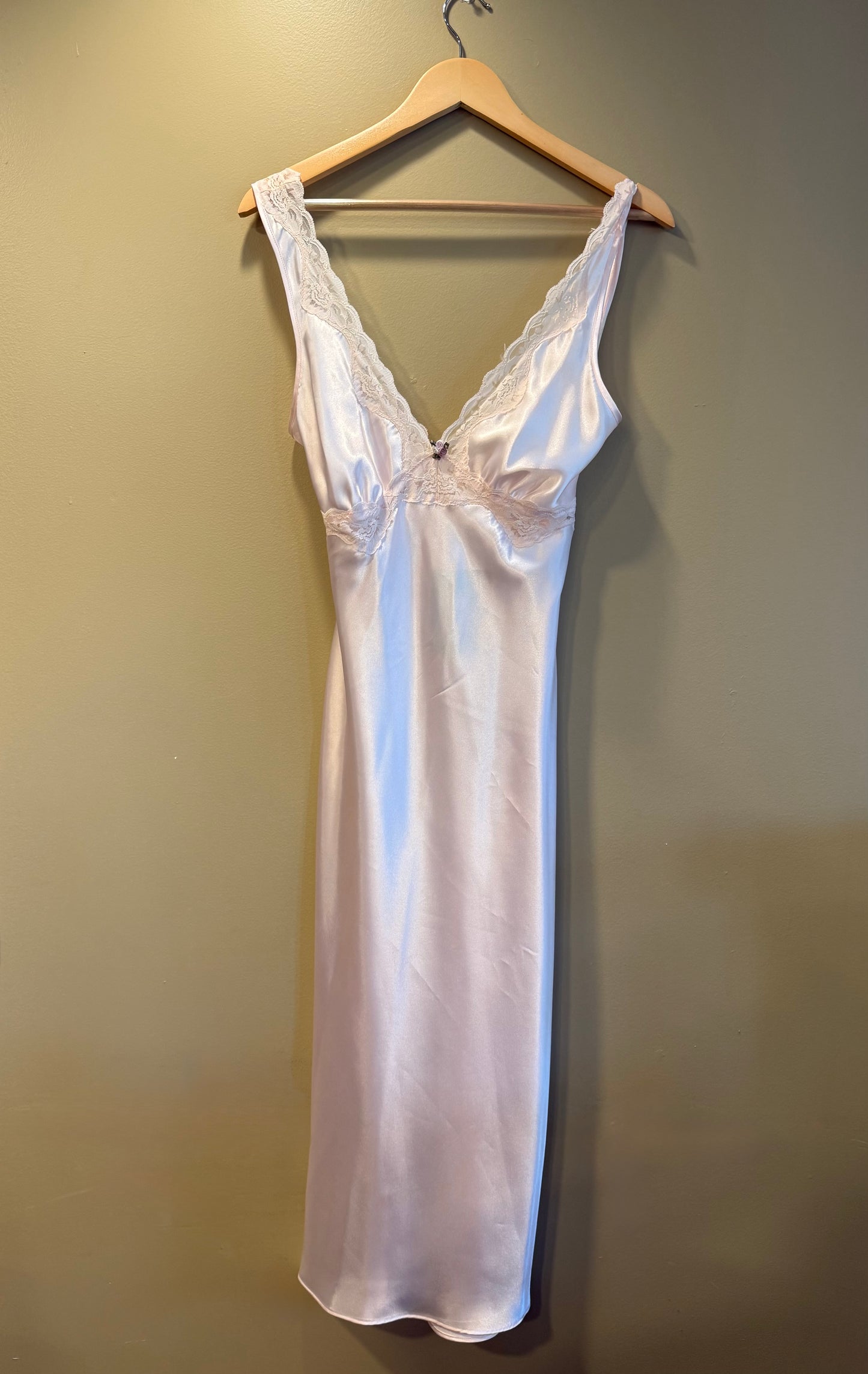 Vintage Pink Lingerie Lace Slip Dress- S