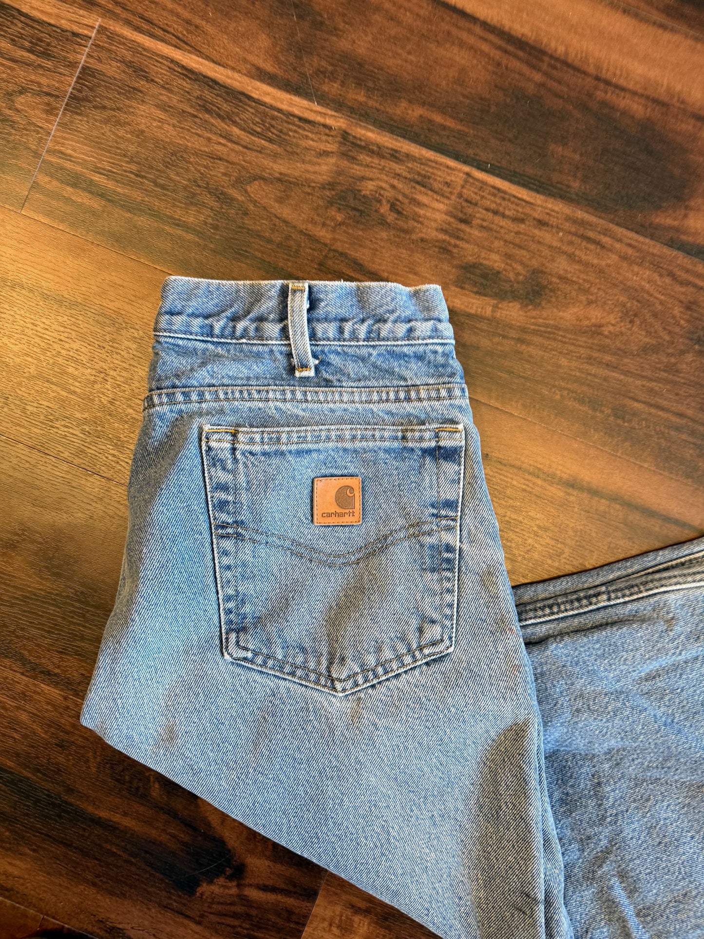 Vintage Carhartt Light Wash Distressed Flannel-Lined Jeans- 32x32