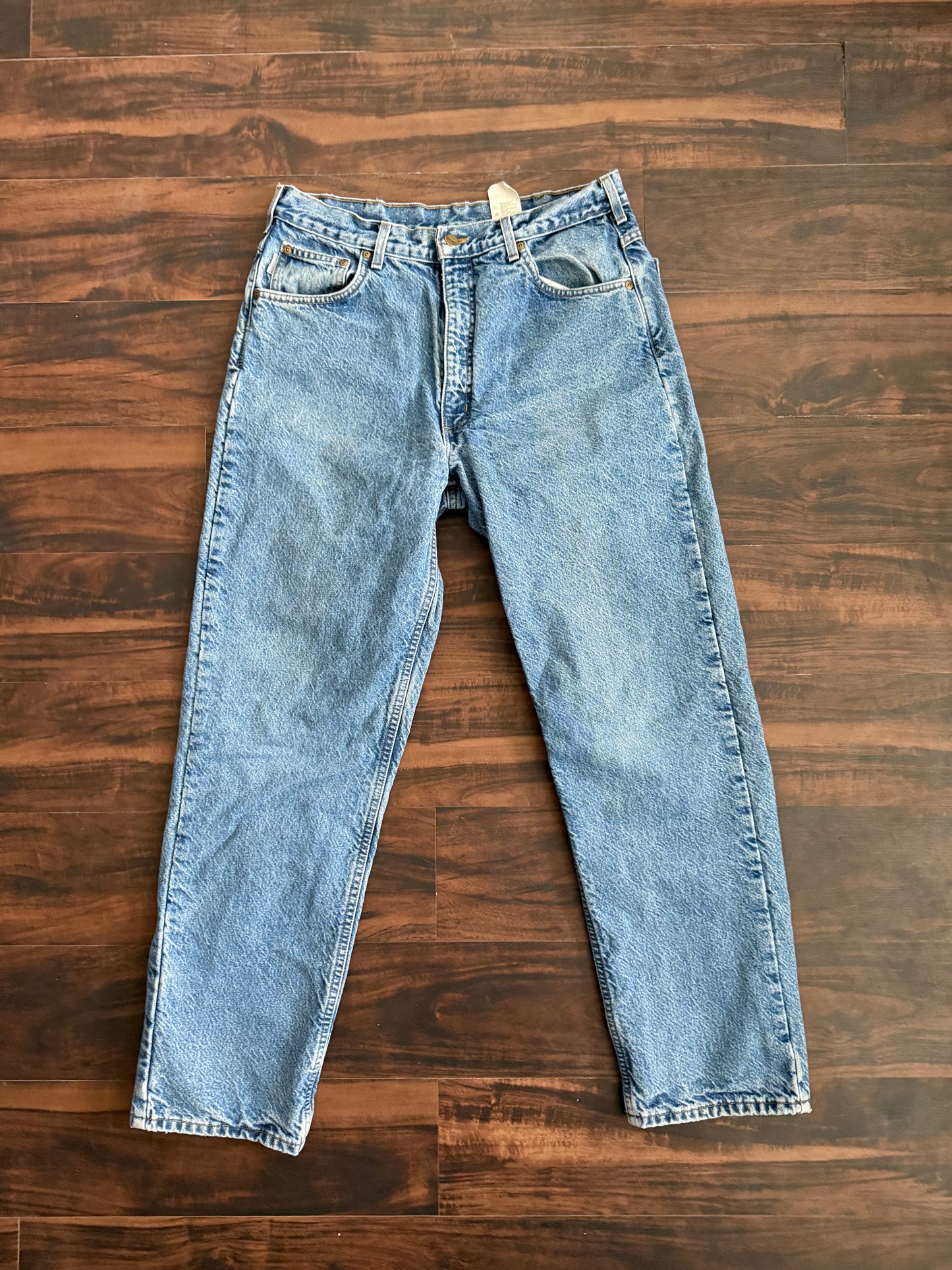 Vintage Carhartt Flannel Lined Light Wash Denim Jeans- 34x31