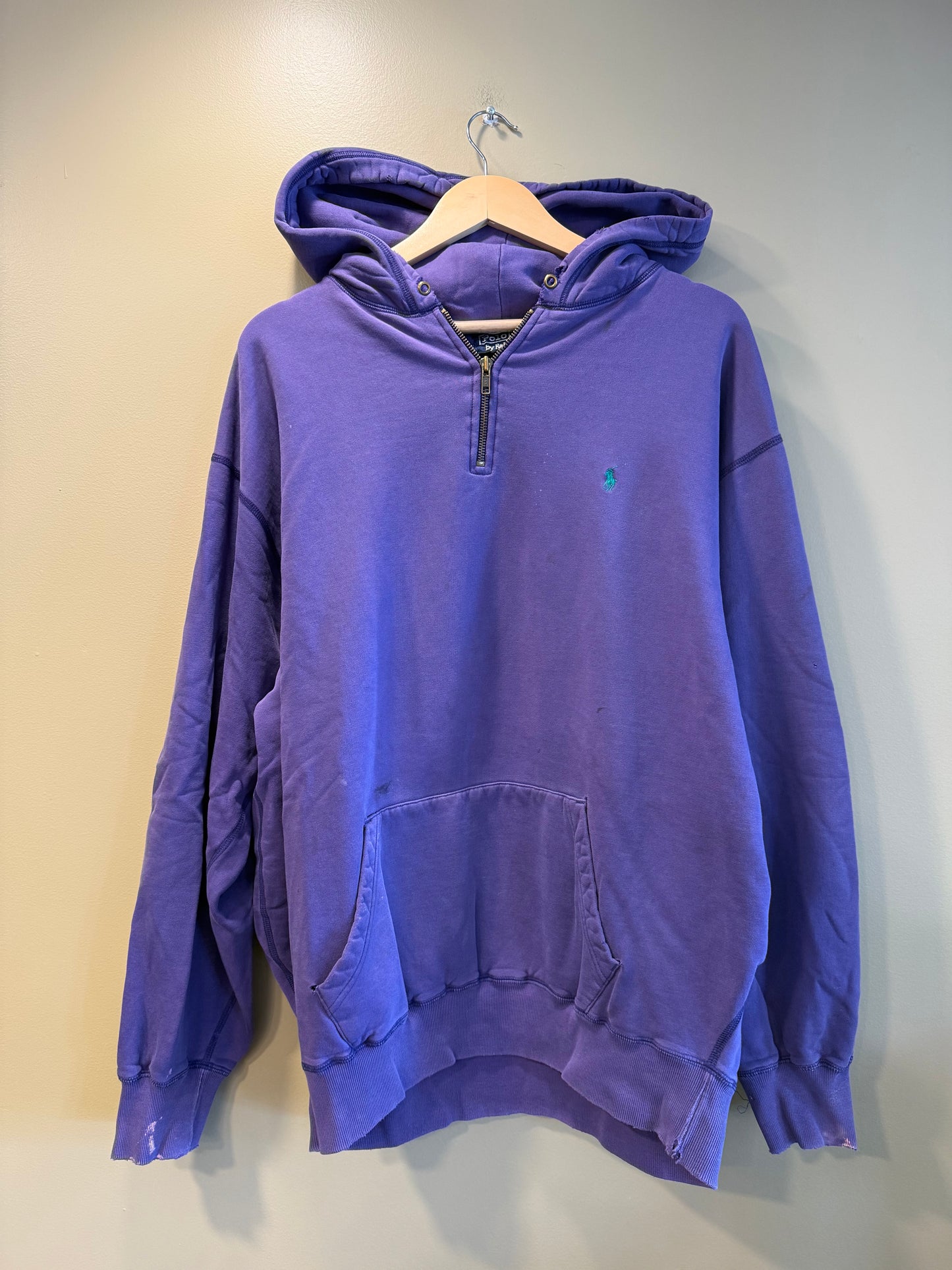 Vintage Polo Ralph Lauren Purple Quarter-Zip Hoodie Sweatshirt- XL/XXL