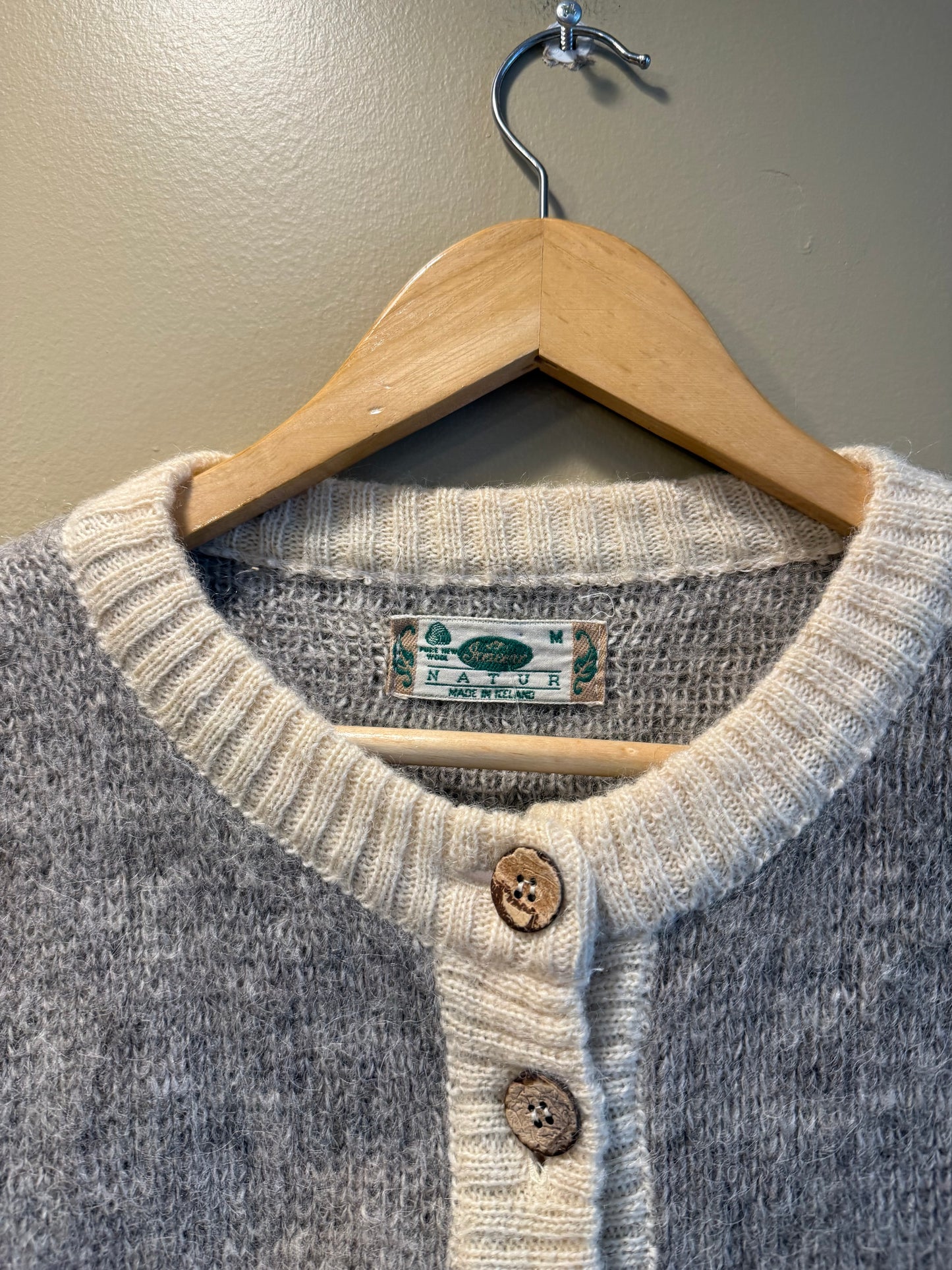 Vintage Nature Wool Made In Ireland Cardigan Sweater- M