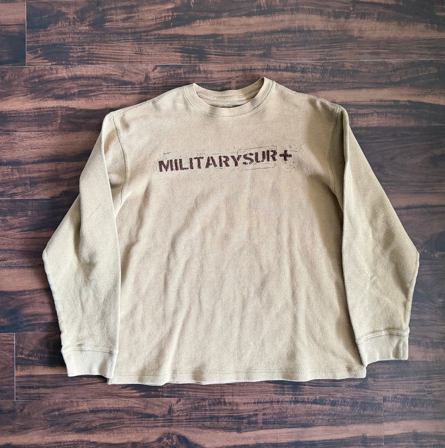 Vintage Military Surplus Earth Tone Thermal Longsleeve T-Shirt- L