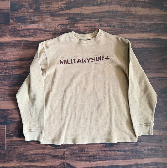 Vintage Military Surplus Earth Tone Thermal Longsleeve T-Shirt- L