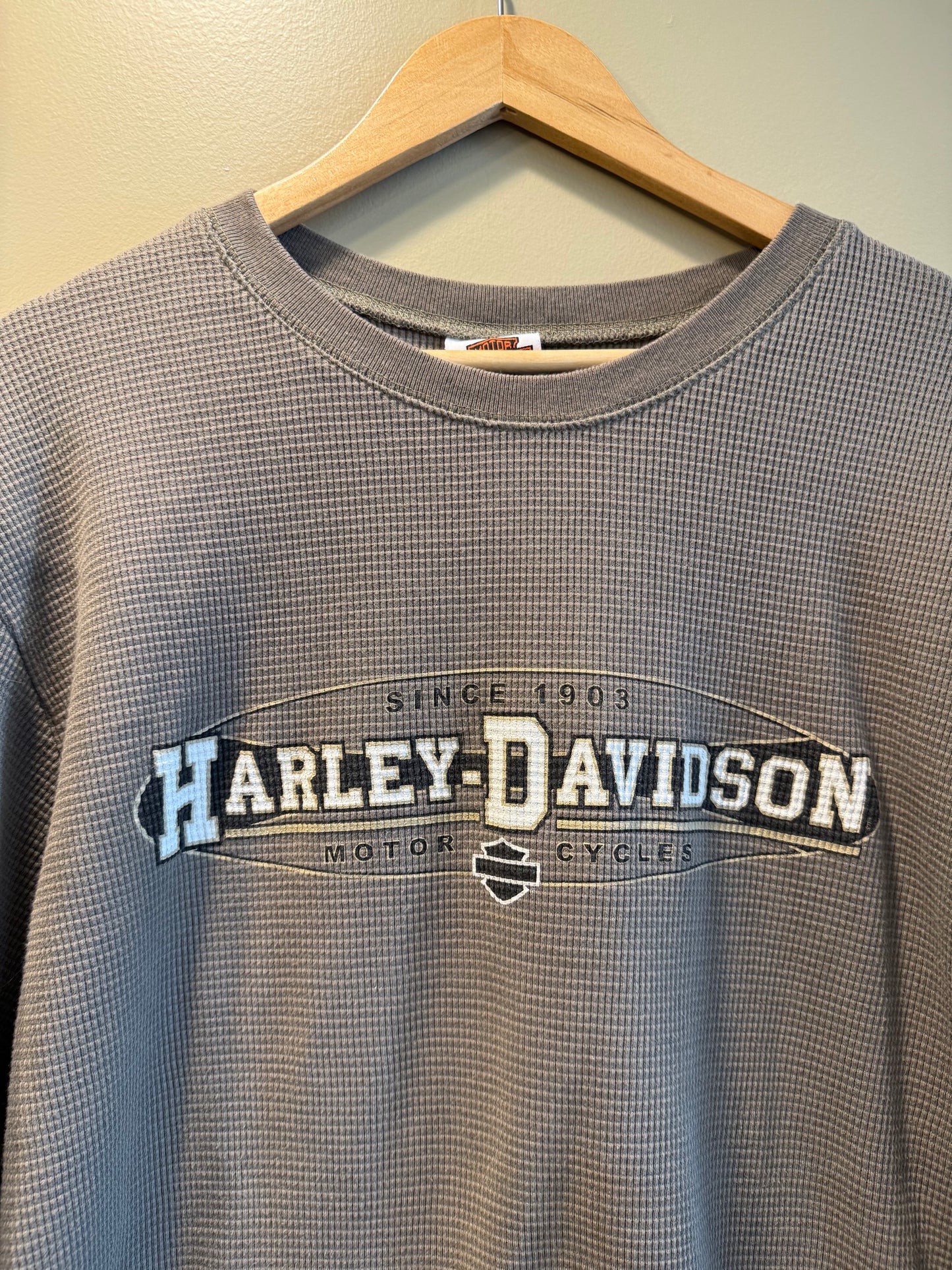 Vintage Harley Davidson Olive Green Thermal Shirt- XL