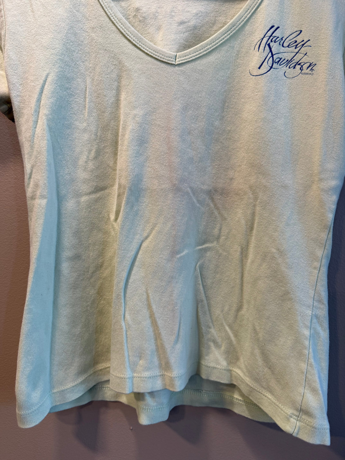 Vintage Harley Davidson Neon Yellow Baby Tee T-Shirt- S