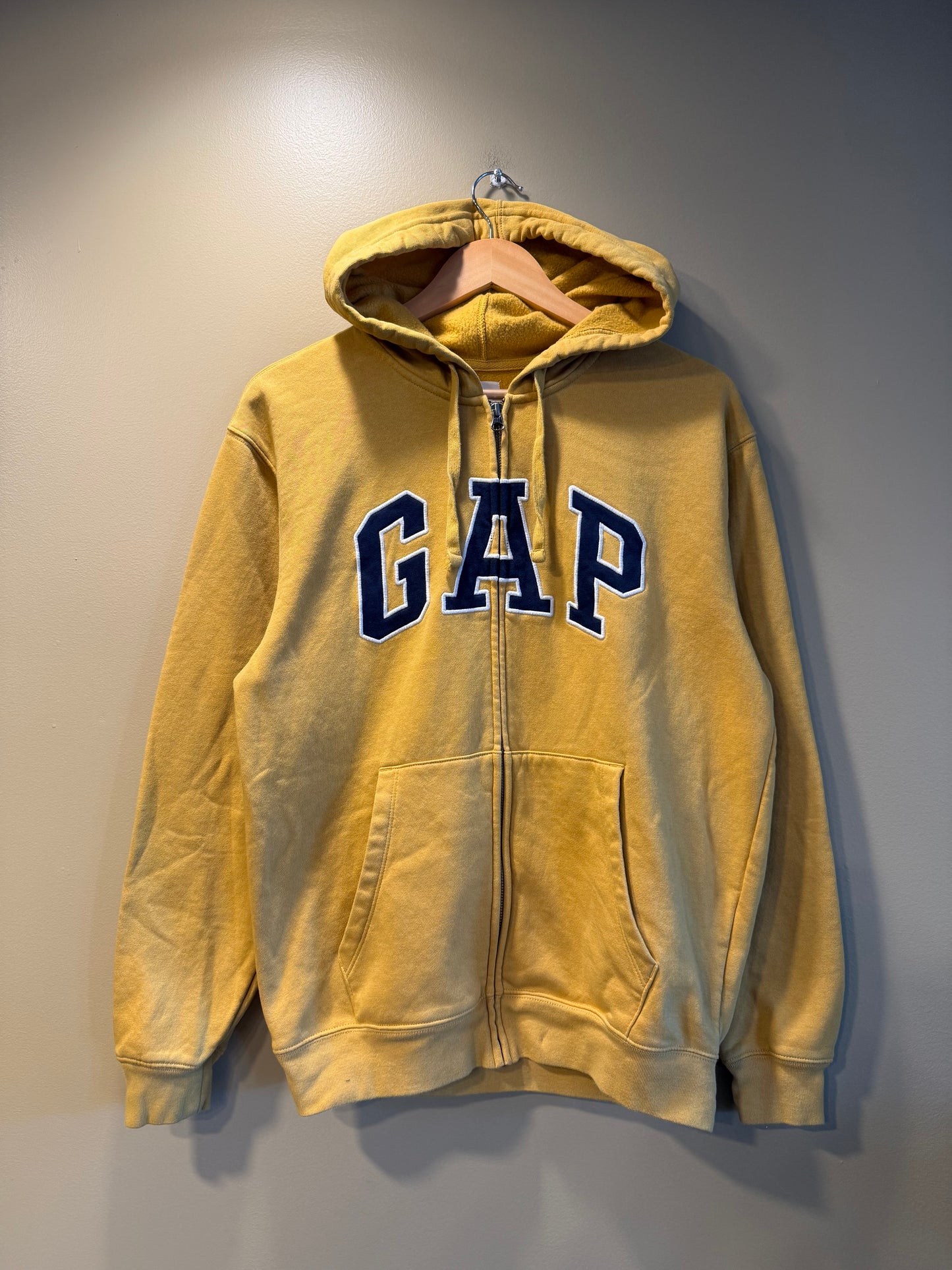 Vintage Gap Yellow Zip-Up Hoodie Sweatshirt- S