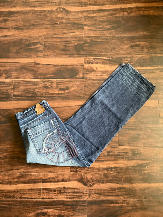 Vintage Y2K Akademiks Dark Wash Big Logo Denim Jeans- 36x35