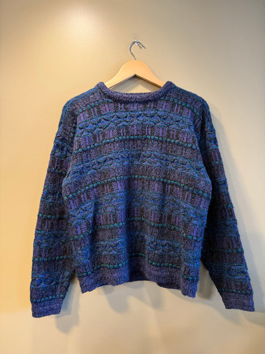 Vintage Concrete Patterned Purple Sweater- M