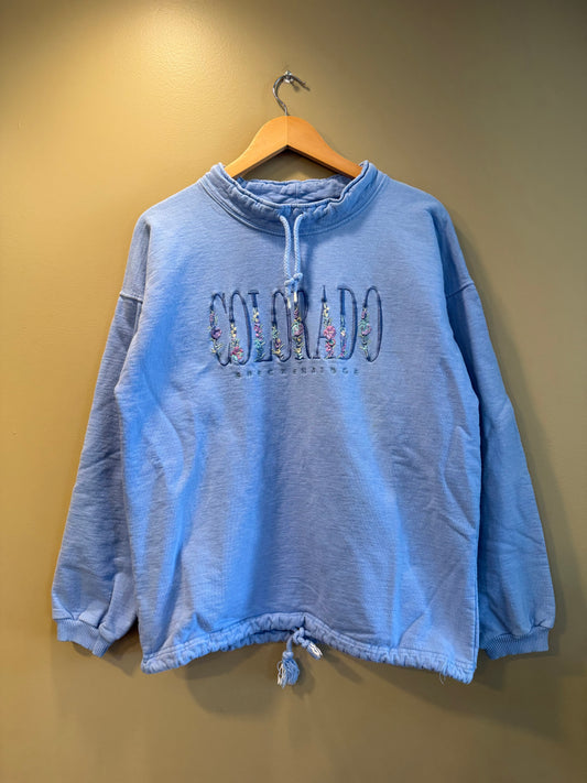 Vintage Colorado Breckenridge Blue Mock Neck Sweatshirt- M