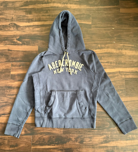 Vintage Abercrombie & Fitch Blue Embossed Hoodie Sweatshirt- L