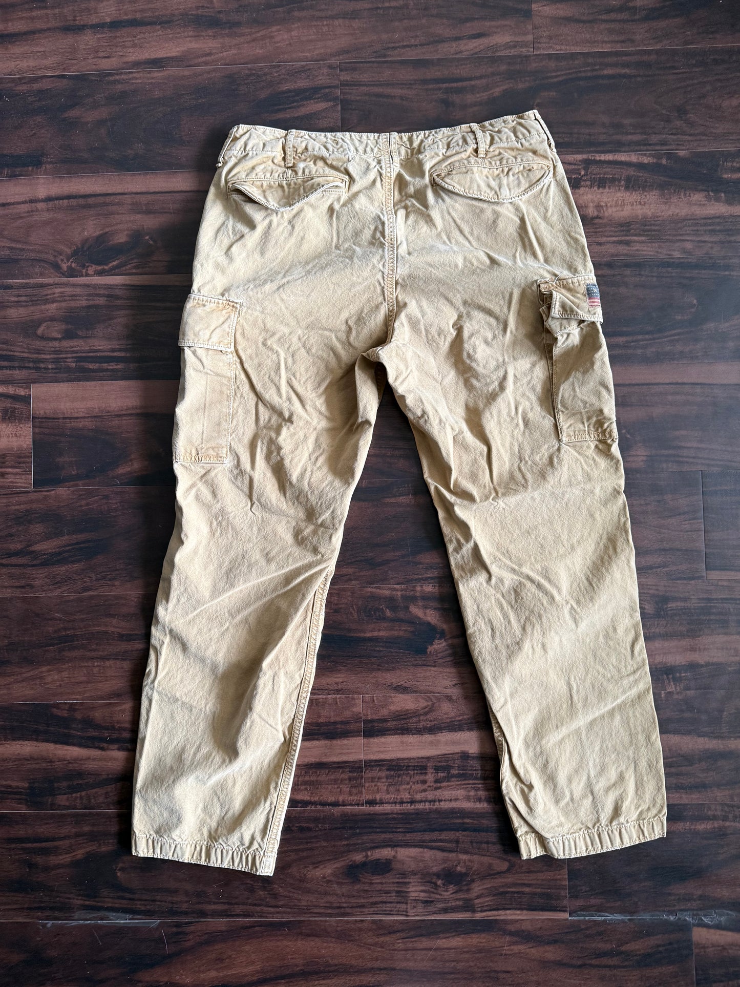 Vintage Ralph Lauren Denim & Supply Tan Cotton Canvas Cargo Pants- 36x32