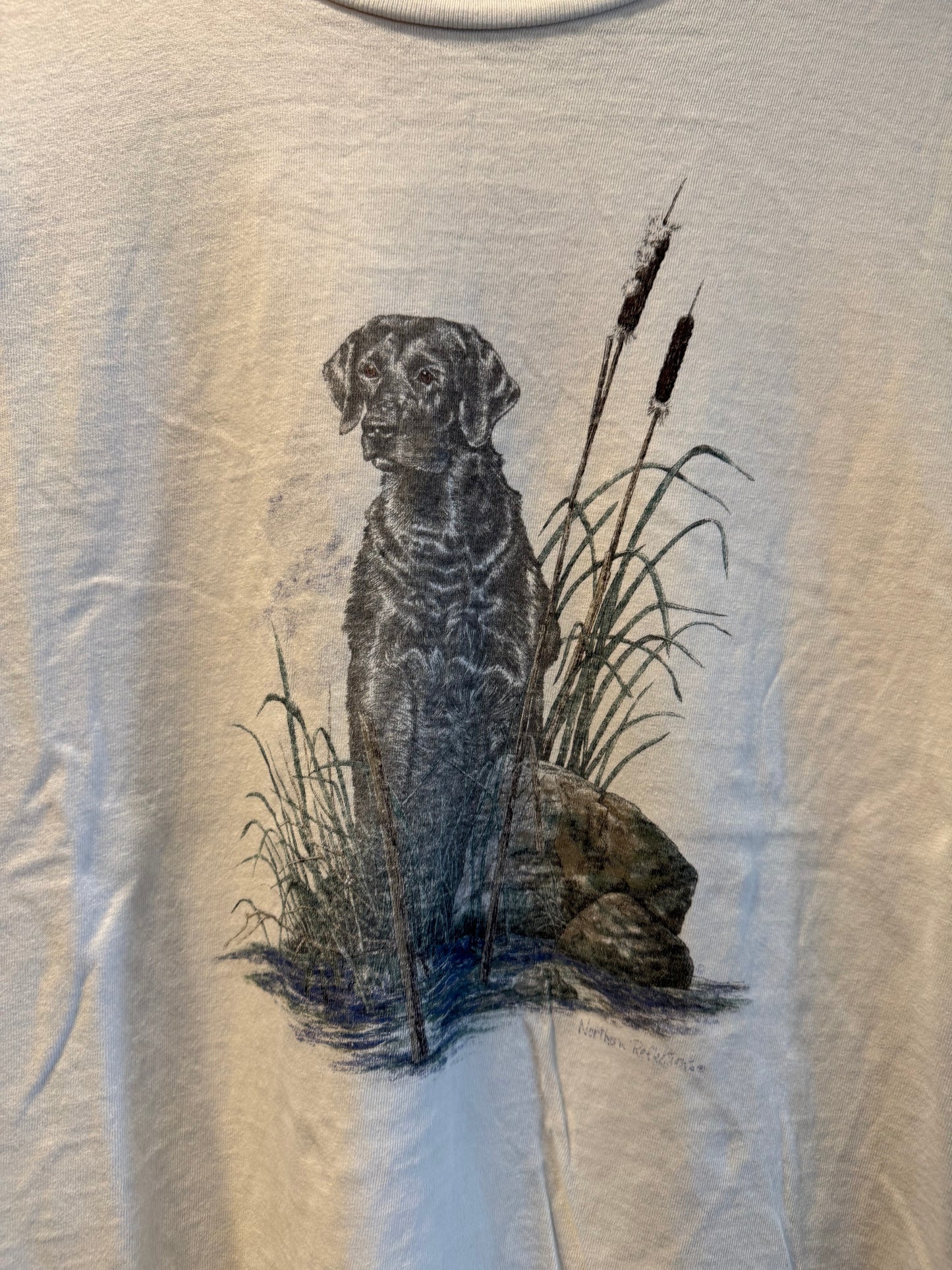 Vintage Black Lab Pond Nature T-Shirt- M