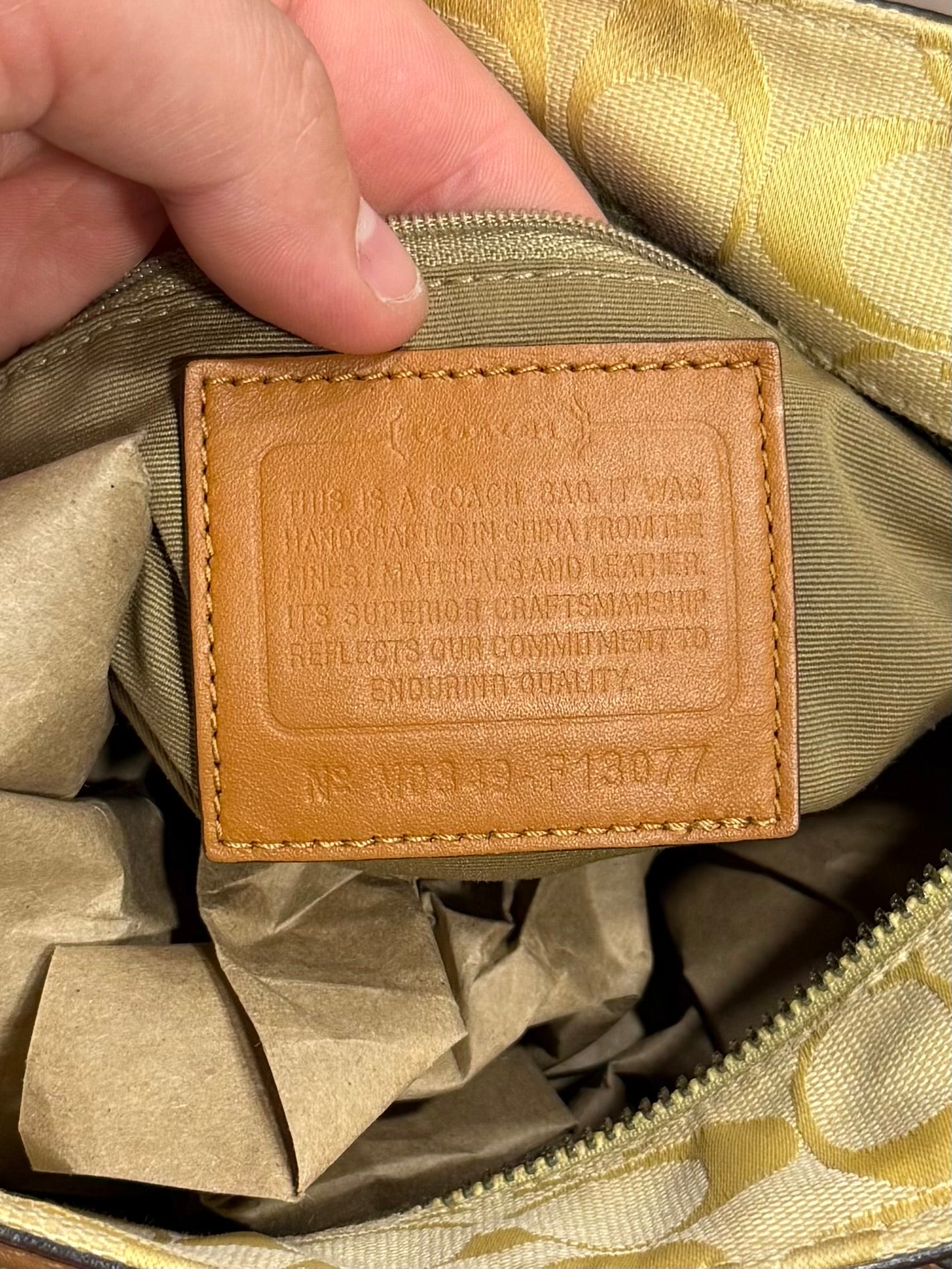 Vintage Coach F13077 Hampton Signature Yellow Tote Shoulder Bag