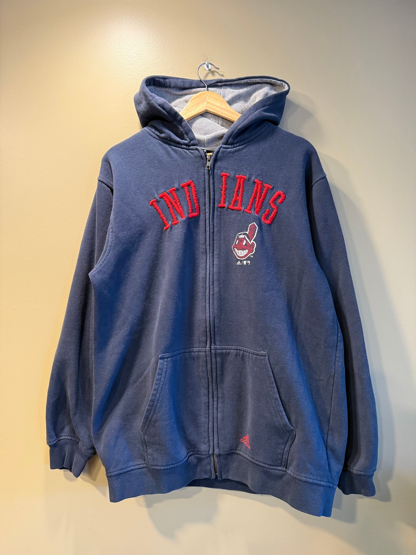 Vintage Cleveland Indians Adidas Blue Zip-Up Hoodie Sweatshirt- M