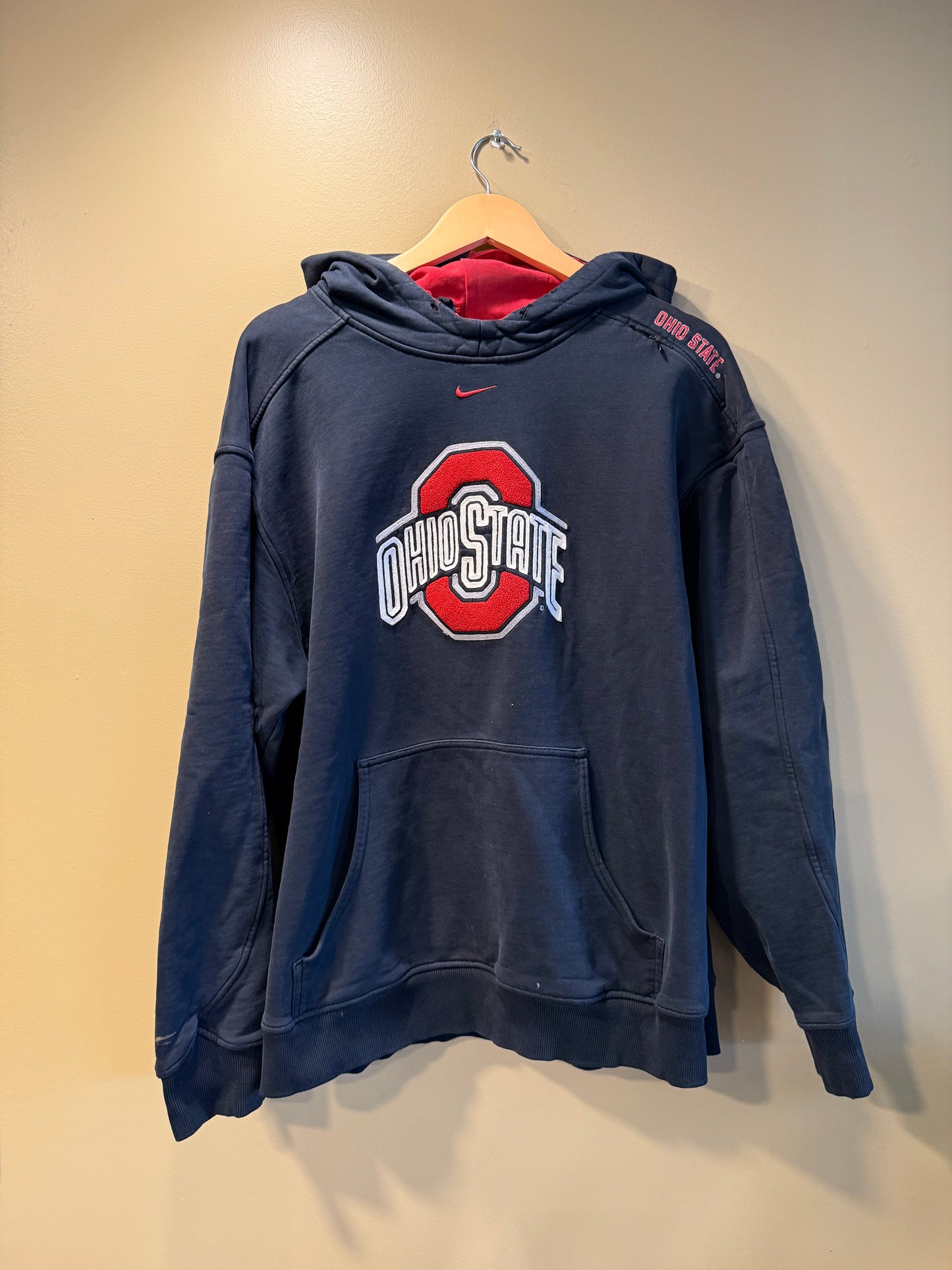 Vintage Nike Ohio State University Center Swoosh Black Hoodie Sweatshirt- XL