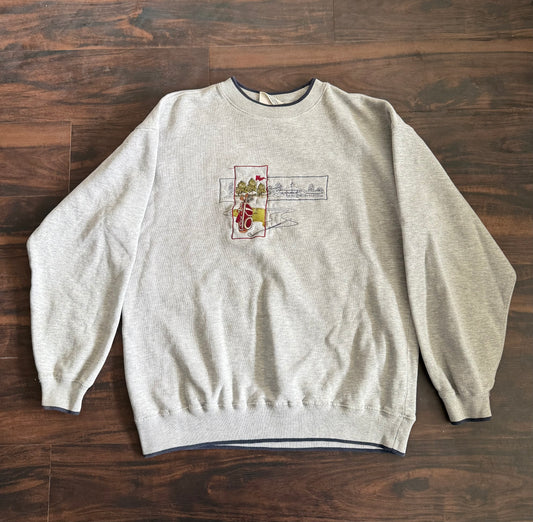 Vintage Golf Embroidered Gray Crewneck Sweatshirt- L