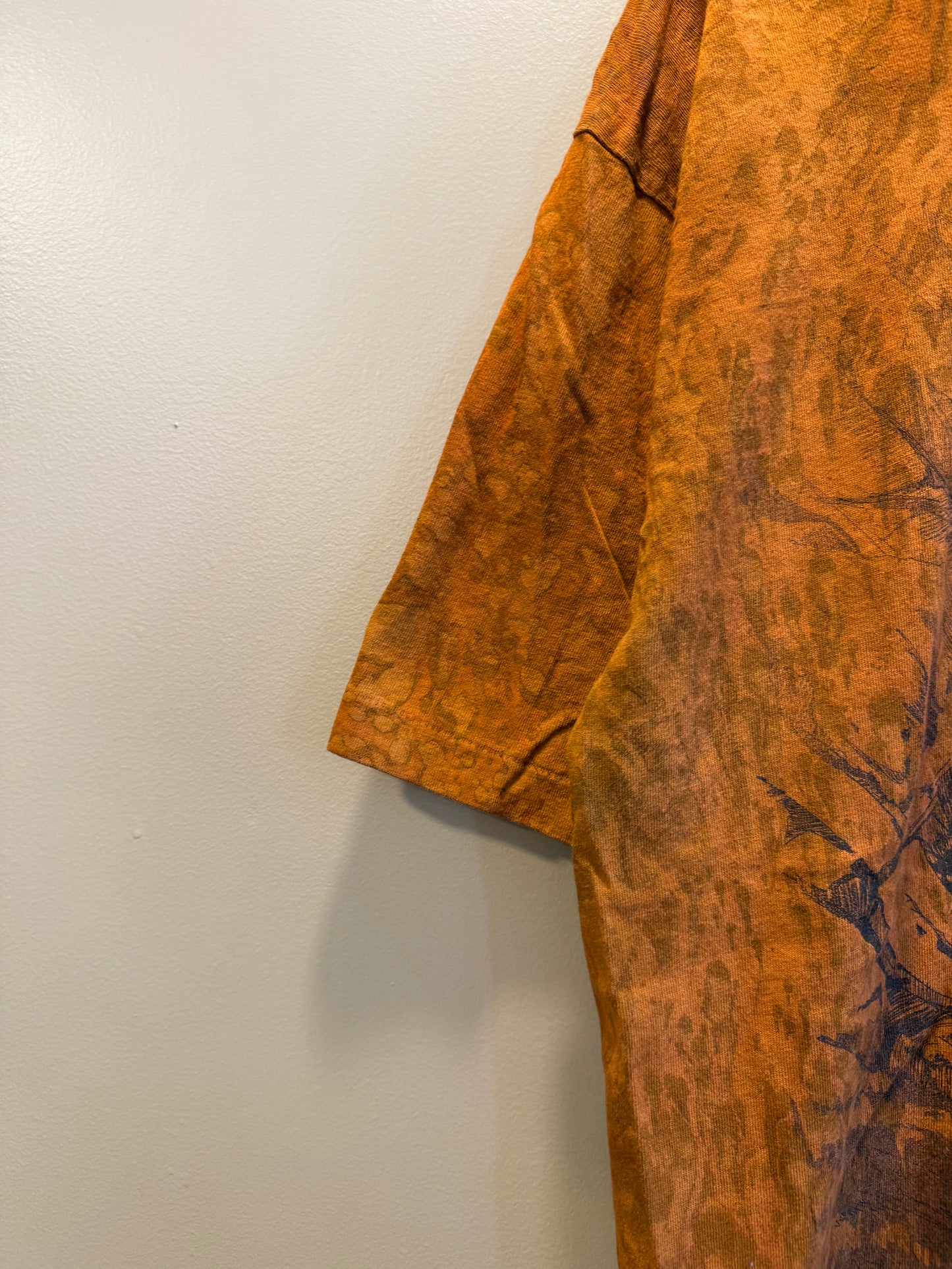 Vintage Wolf Mountain Nature Orange Tie Dye T-Shirt- L