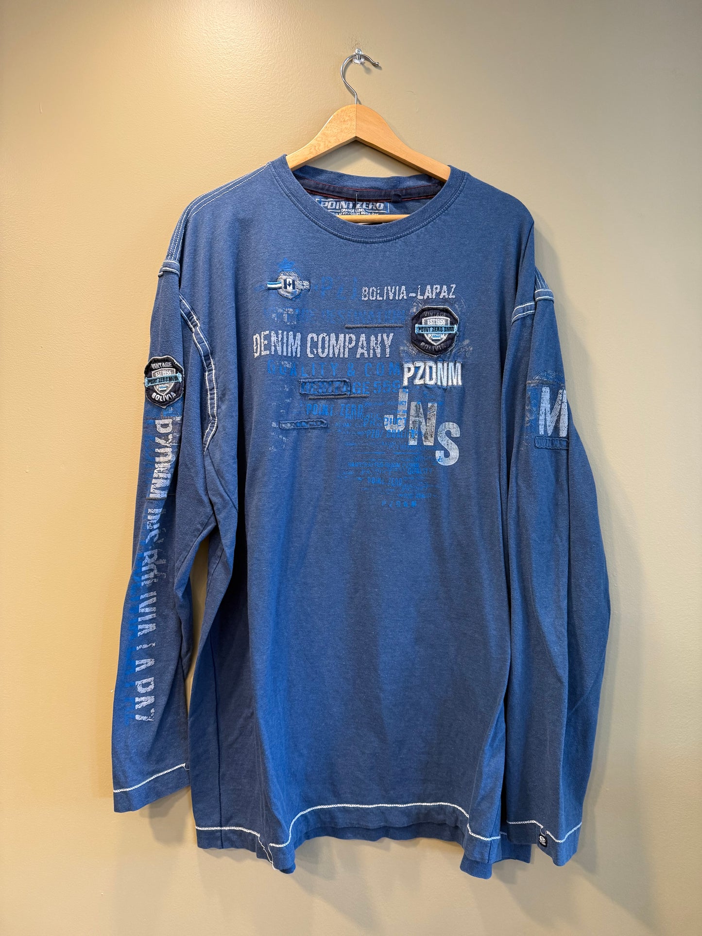 Vintage Y2K Point Zero Blue Artic Long Sleeve T-Shirt- XXL