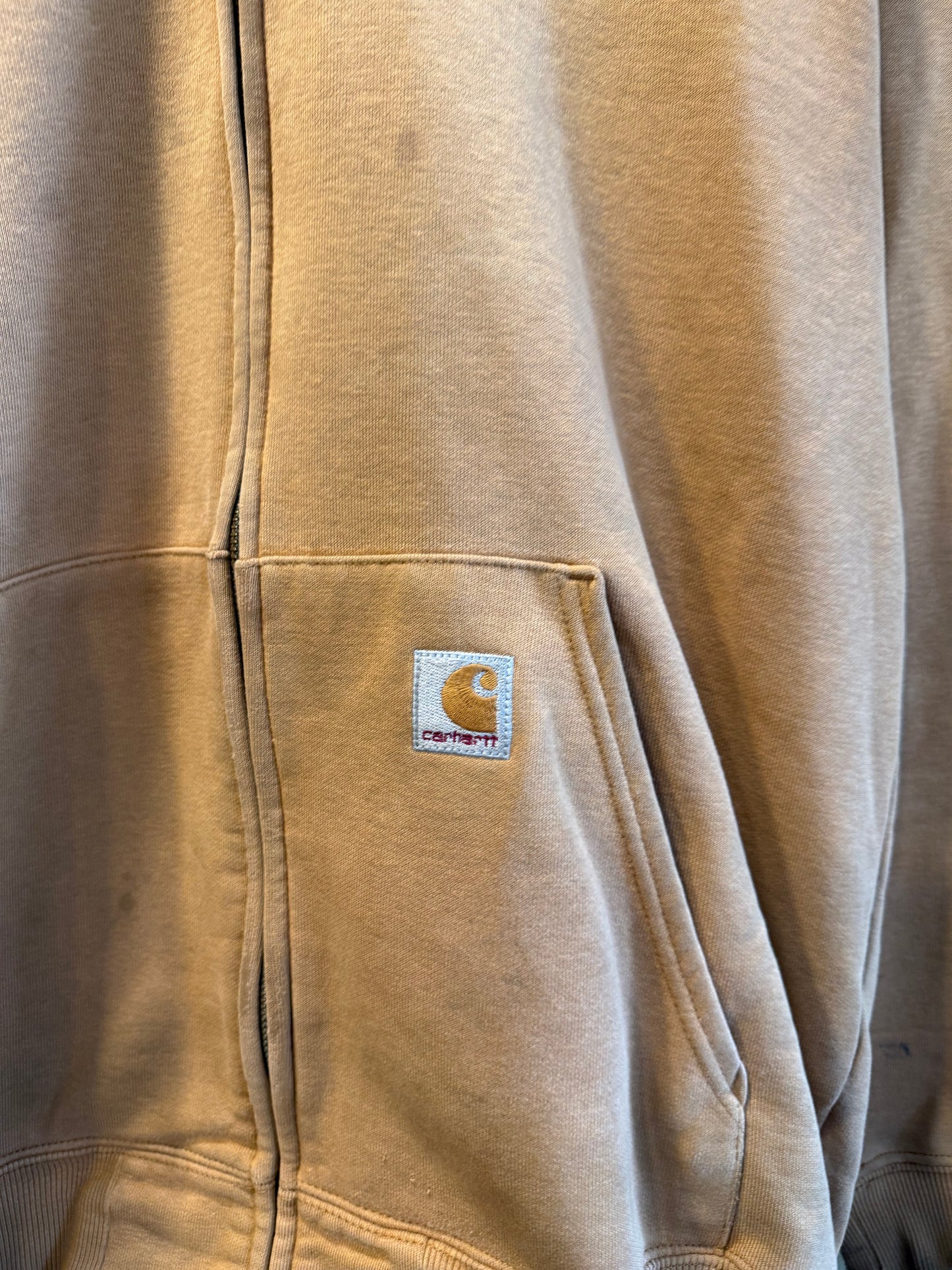 Vintage Carhartt Tan Distressed Hoodie Sweatshirt- M