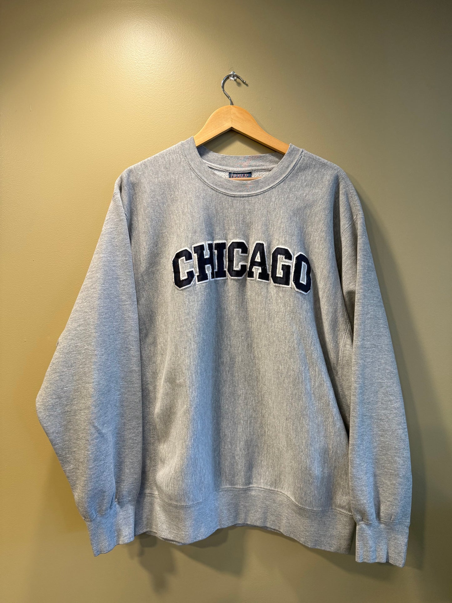 Vintage Chicago Gray Spellout Crewneck Sweatshirt- XL