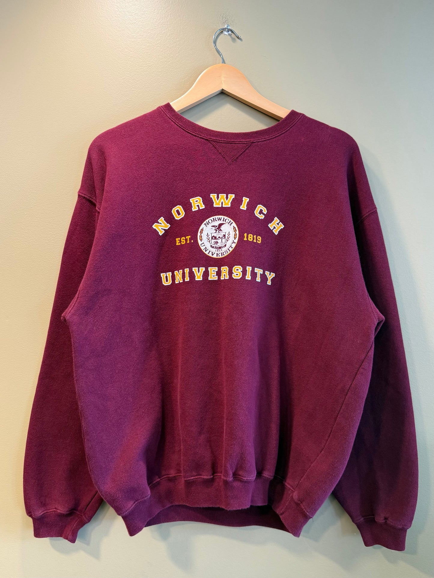 Vintage Norwich University Maroon Red Crewneck Sweatshirt- M
