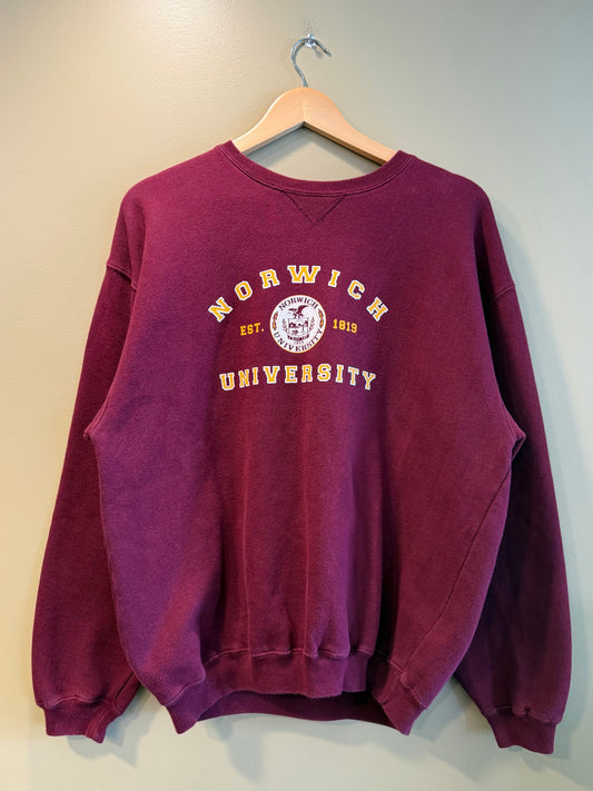 Vintage Norwich University Maroon Red Crewneck Sweatshirt- M