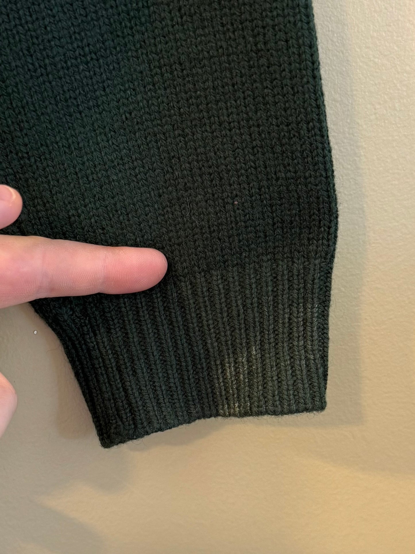 Vintage Polo Ralph Lauren Lambswool Green Quarter-Zip Sweater- XL