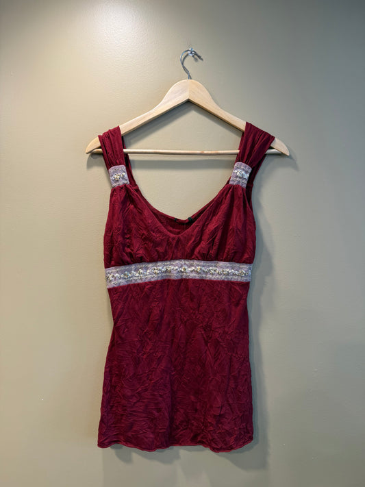 Vintage Y2K Red Embellished Top- S
