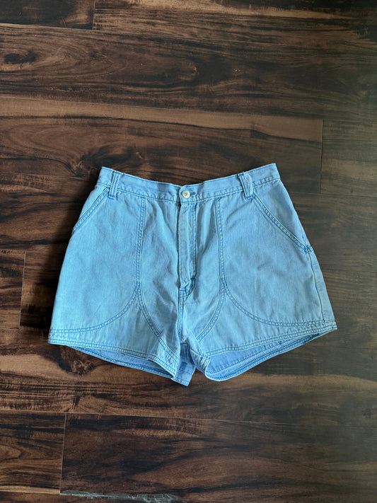 Vintage 70s Patagonia Women’s Light Blue Stand-Up Shorts- 28