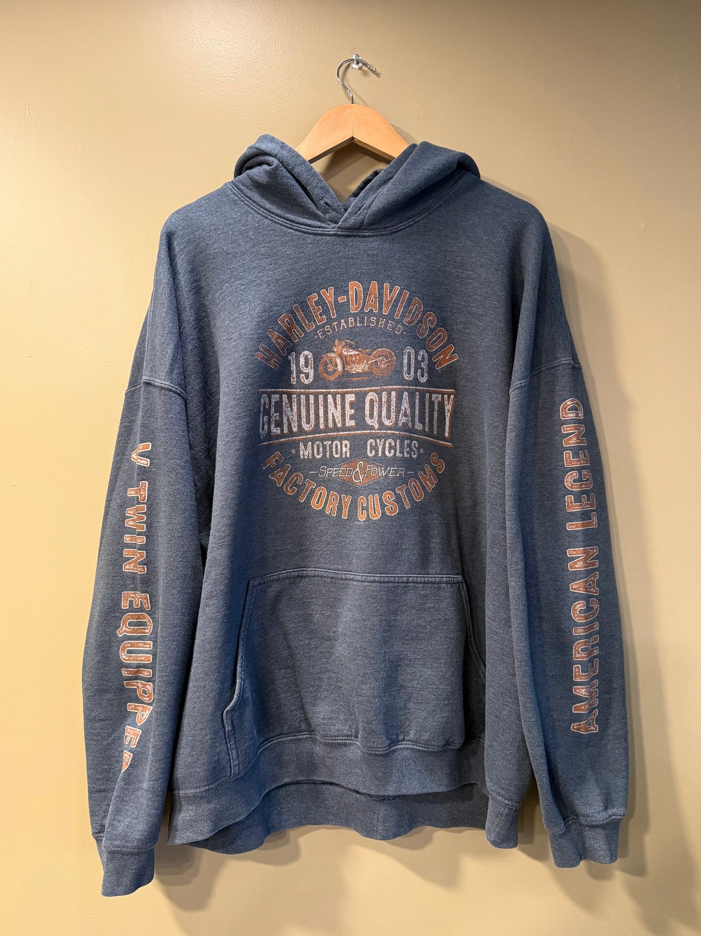 Vintage Harley Davison Dark Gray Bee Hoodie- XXL