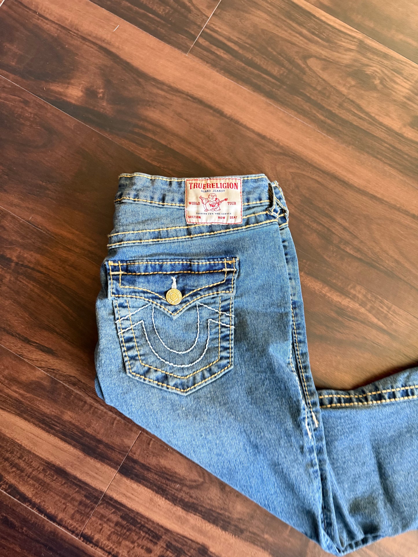Vintage Y2K True Religion Mid Rise Flare Denim Jeans- 34x33