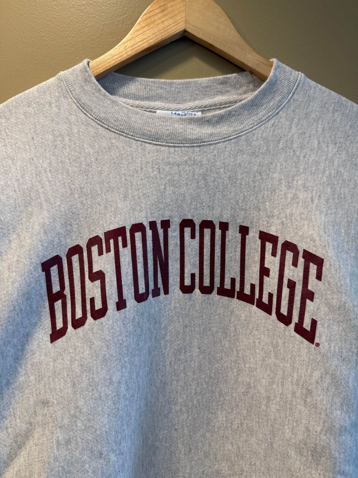 Boston College Champion Reverse Weave Spellout Crewneck Sweatshirt- L