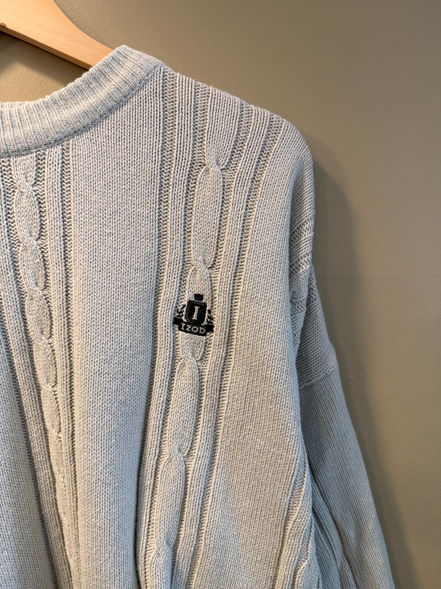 Vintage Izod White Cotton Cable Knit Sweater- L/XL