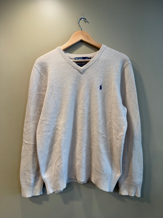 Vintage Polo Ralph Lauren Crème Color Lambswool Sweater- M