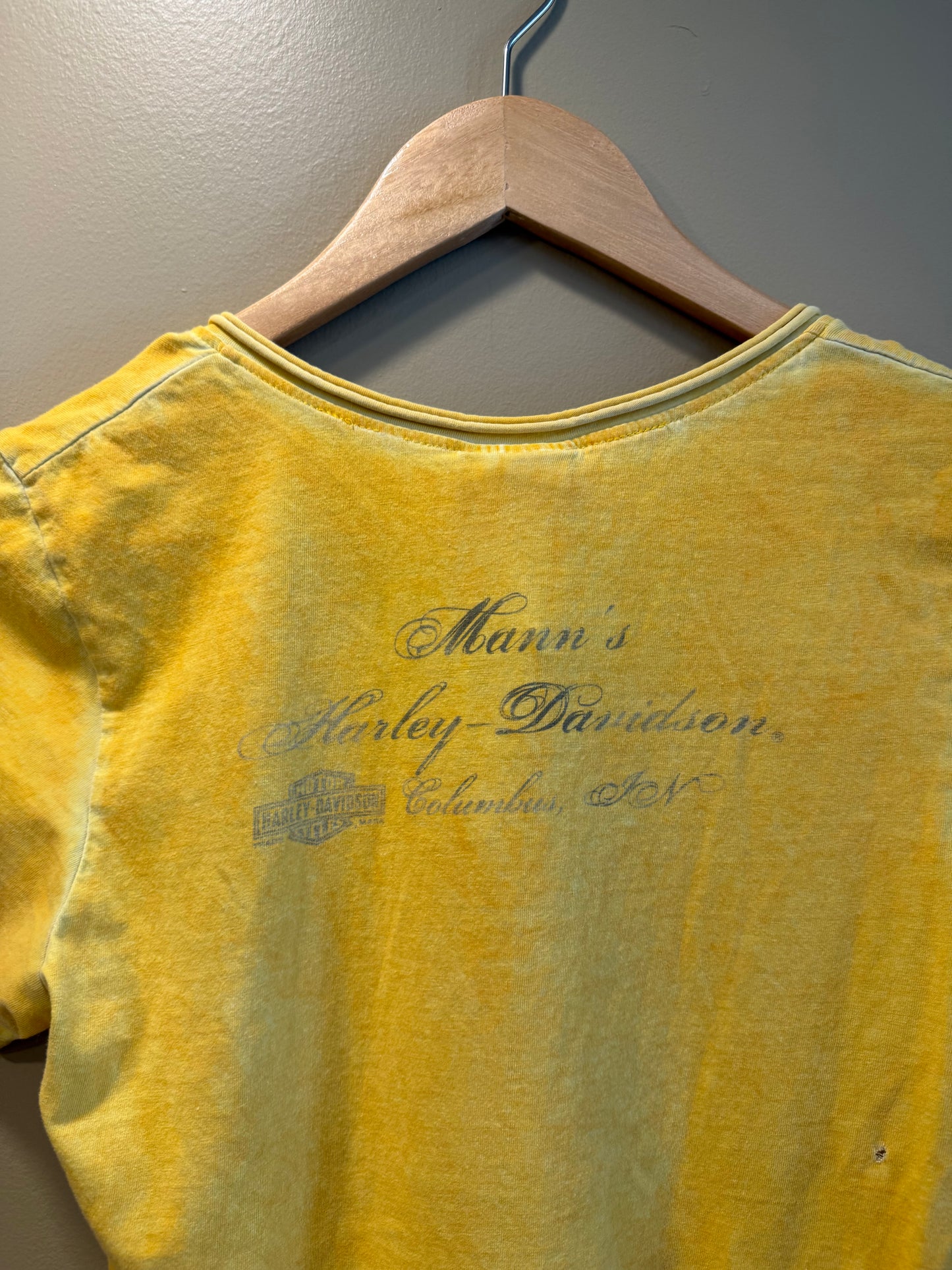Vintage Y2K Harley Davidson Yellow Women’s T-Shirt- S