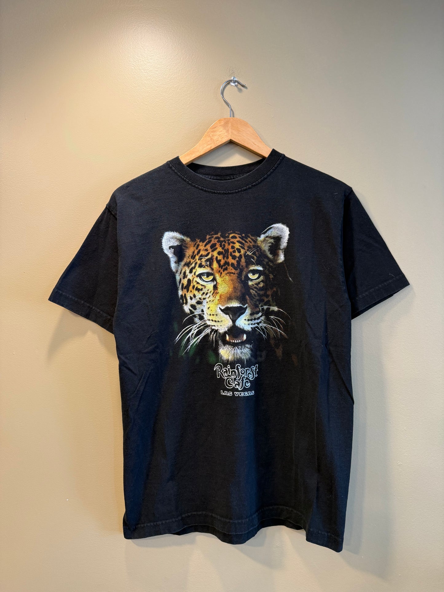 Vintage Rainforest Cafe Cheetah Black T-Shirt- M