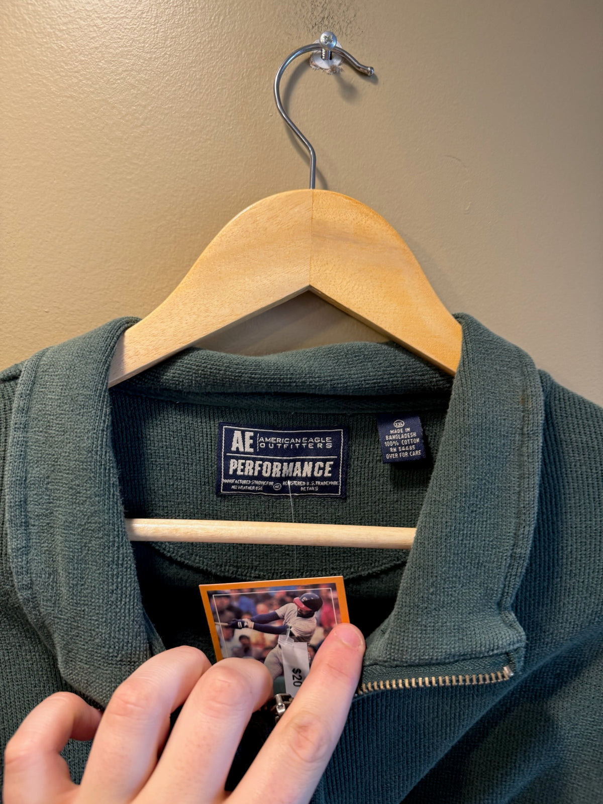Vintage Y2K American Eagle Green Zip Collared Sweatshirt - XXL