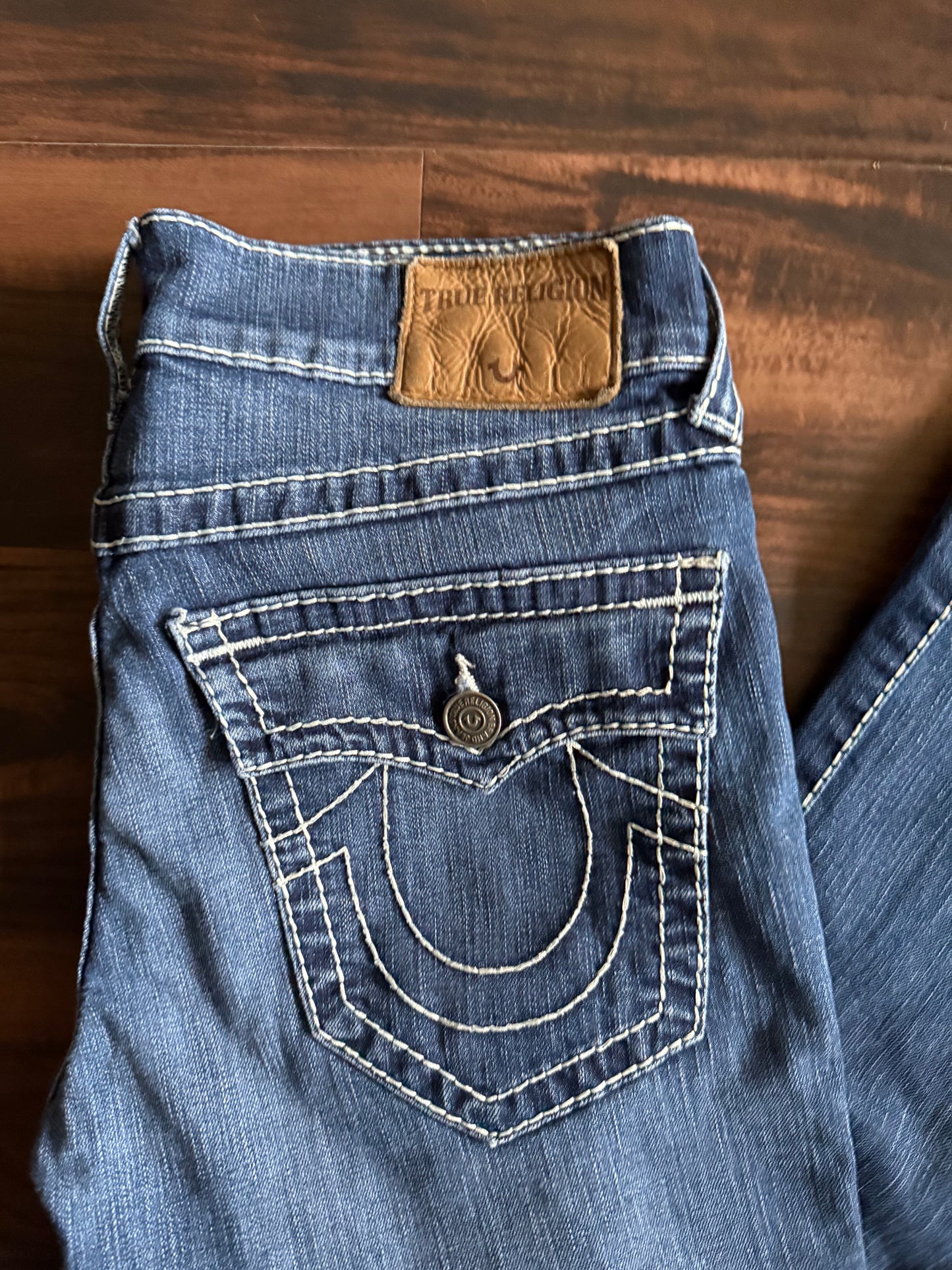 Vintage True Religion Dark Wash Flare Denim Jeans- 33x34